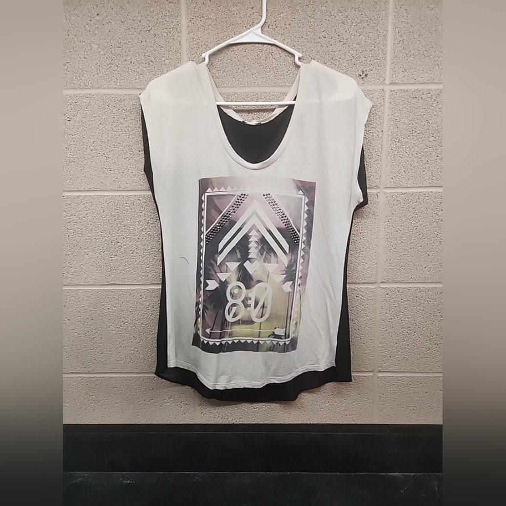 Express Vintage Tank Top 80 See Through Back White Black Medium